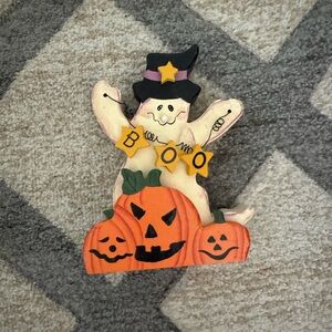 Halloween Ghost and Pumpkins wood Decor